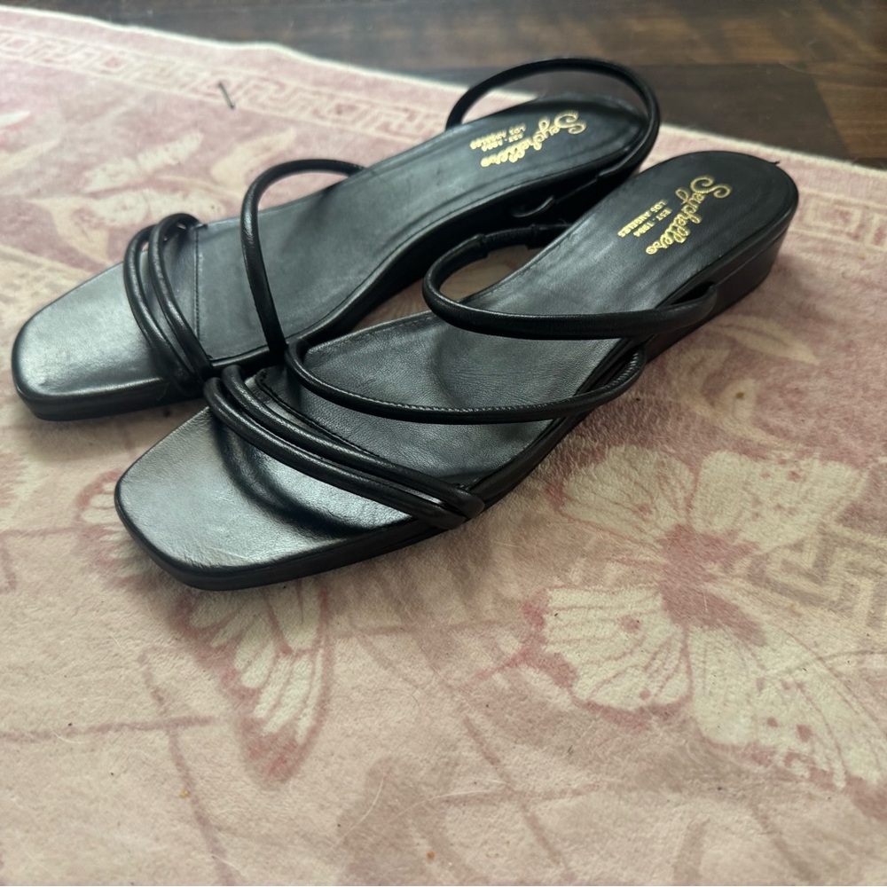 Seychelles Black Multi-Strap Slide Mules